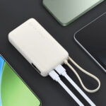 67W Power Bank 10000 (Integrated Cable) - Tan - Image 6