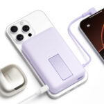 Magnetic Power Bank 10000 with Built-in Stand - Purple - Image 3